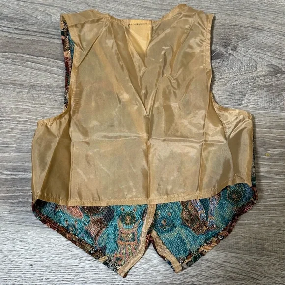 Vintage Teddy Bear Tapestry Vest Toddler Collectible button front Large - Picture 2 of 7